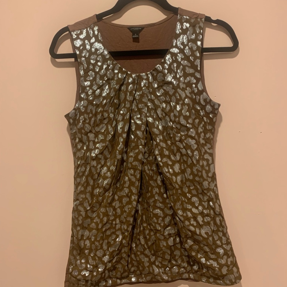 Ann Taylor Metallic Cheetah Print Sleeveless Tank Top Size Small
